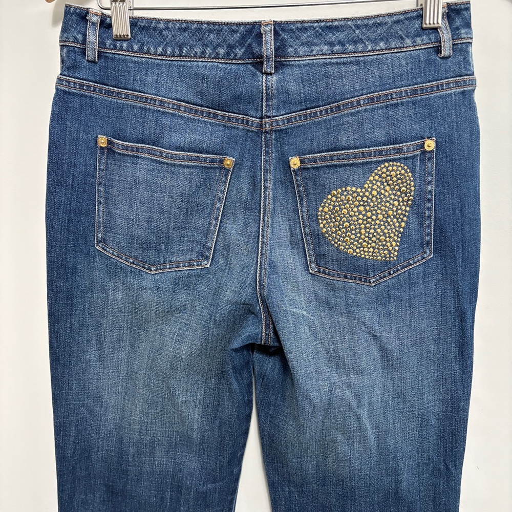 St John Jeans Womens 6 Blue 29x30 Straight Leg Denim Studded Heart Y2K Glam